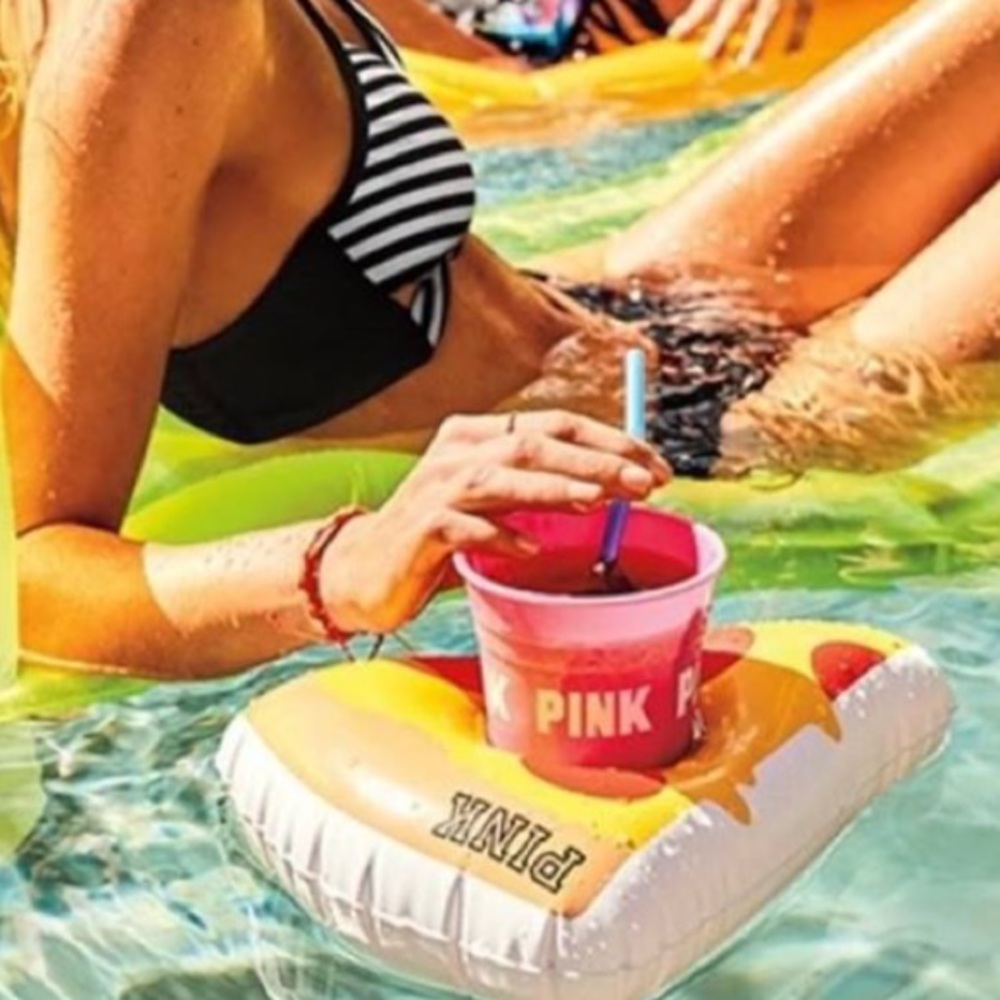 Pink Victoria’s Secret Pizza Drink Holder Pool Float